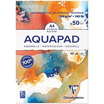 Альбом для акварели, 50л., А4, на склейке Clairefontaine "Goldline Aqua", 300г/м2, холод. прессование Альбом для акварели, 50л., А4, на склейке Clairefontaine "Goldline Aqua", 300г/м2, холод. прессование