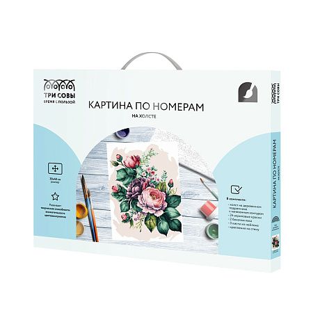 Картина по номерам на холсте ТРИ СОВЫ "Цветочная композиция", 30*40, с акриловыми красками и кистями