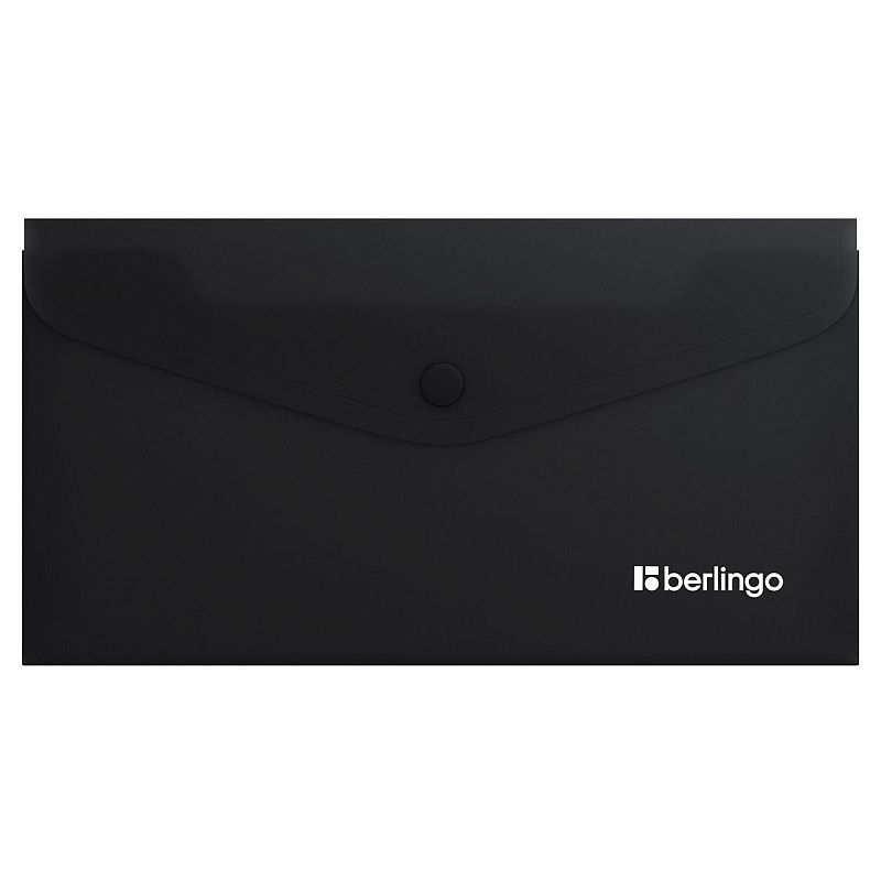 Папка-конверт на кнопке Berlingo "Soft Touch", C6, 200мкм, софт-тач, черная