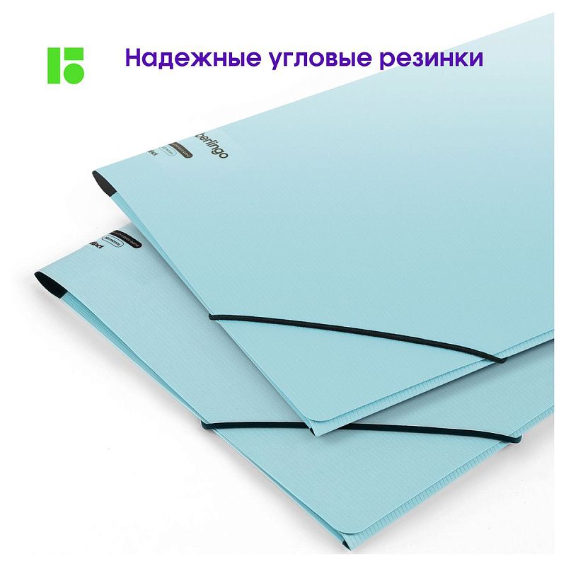 Папка на резинке Berlingo "Instinct" А4, пластик, 600мкм, аквамарин 