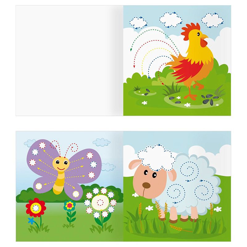 Раскраска 190*190мм ТРИ СОВЫ "Рисуем пальчиками. Выпуск №2", 8стр., цветной фон