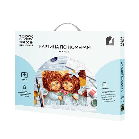 Картина по номерам на холсте ТРИ СОВЫ "Ангелочки", 30*40, с акриловыми красками и кистями