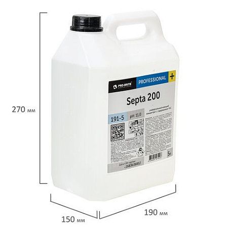 Средство моющее c дезинфицирующим эффектом 5 л PRO-BRITE SEPTA 200, концентрат, 191-5 