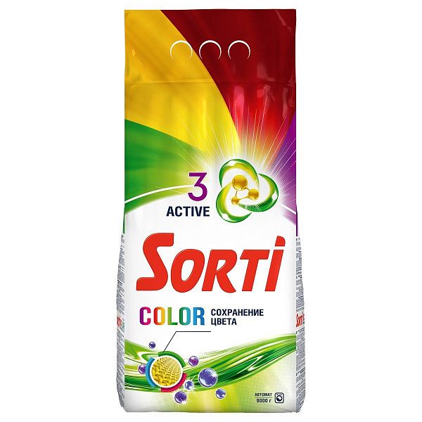 Порошок для машинной стирки Sorti "Color", 9кг 