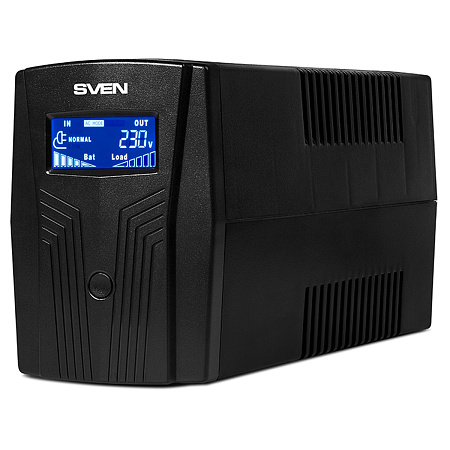 Источник бесперебойного питания Sven PRO 650, 2 розетки, 650ВA, 390Вт, LCD дисплей, черный