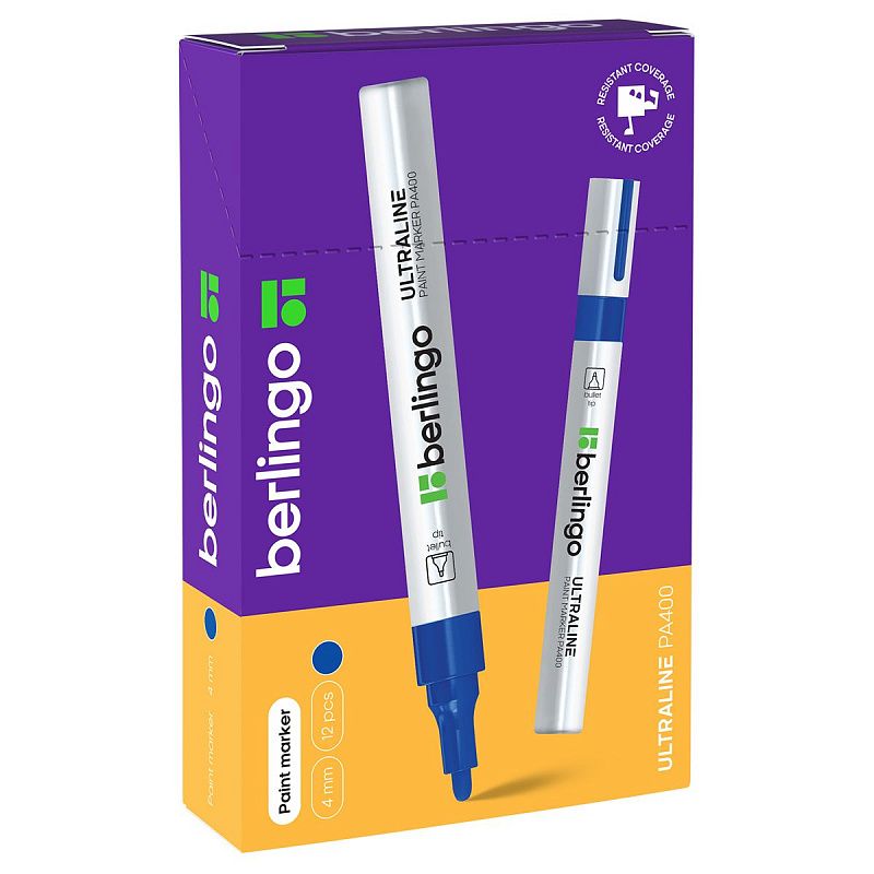 Маркер-краска Berlingo "Uniline PA400" синяя, 2-4мм, нитро-основа 