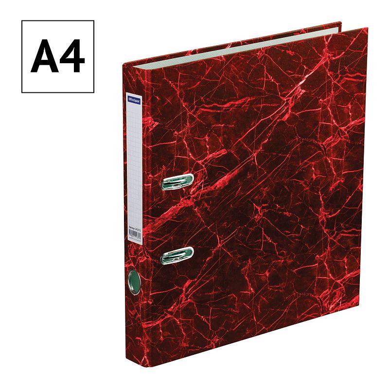 Папка-регистратор OfficeSpace 50мм, мрамор, красная 