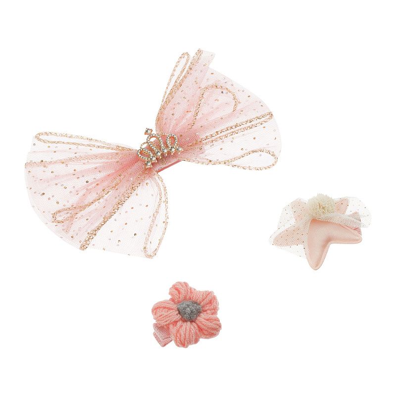 Заколки для волос MESHU с топперами, 3шт., розовый, европодвес