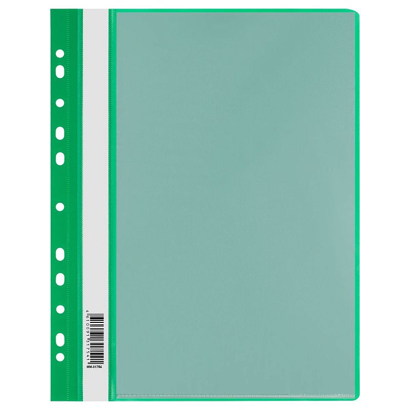 Папка-скоросшиватель с 10 вкладышами СТАММ с перфорацией, А4, 160мкм, пластик, зеленая