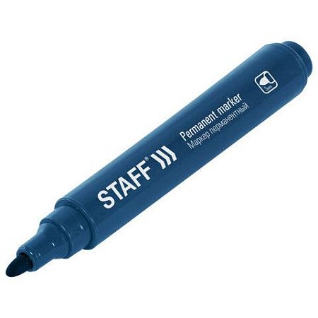 Маркер перманентный STAFF "Basic Budget PM-125", СИНИЙ, круглый наконечник 3 мм, 152175 