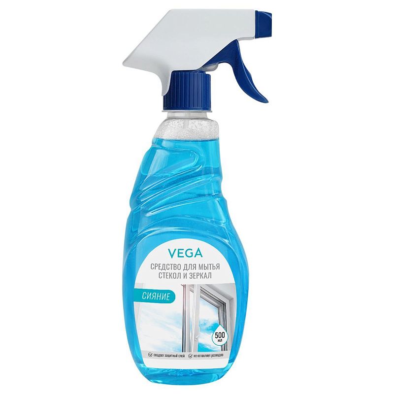 Средство для мытья стекол и зеркал Vega Сияние, 500мл, курок 