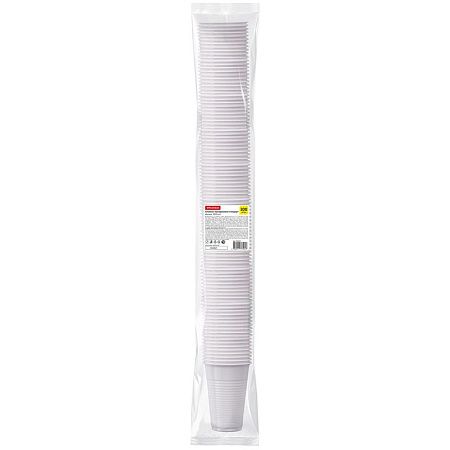 Стаканы одноразовые OfficeClean 200мл, набор 100шт., стандарт, ПП, белые, хол/гор