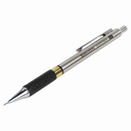 Карандаш механический 0,7 мм, BRAUBERG "Black Jack", металлический корпус, ластик, резиновый грип, 180467 