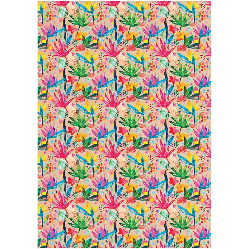 Упаковочная бумага крафт 70*100см, MESHU "Акварельные штрихи", 70г/м2, ассорти 5 дизайнов