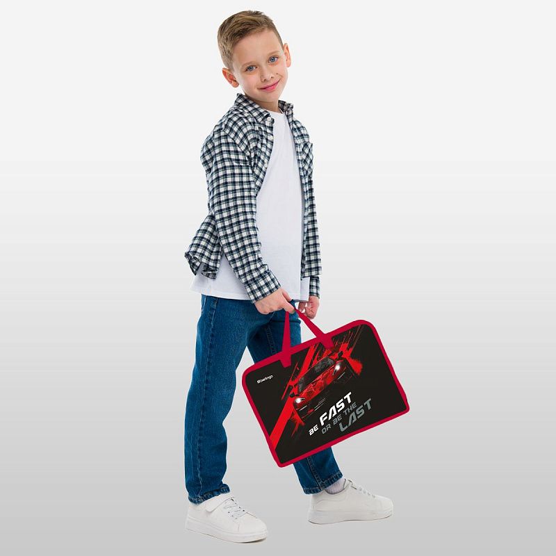 Папка с ручками 1 отделение, А4 Berlingo "Fast Track", 340*245*75мм, пластик, на молнии 