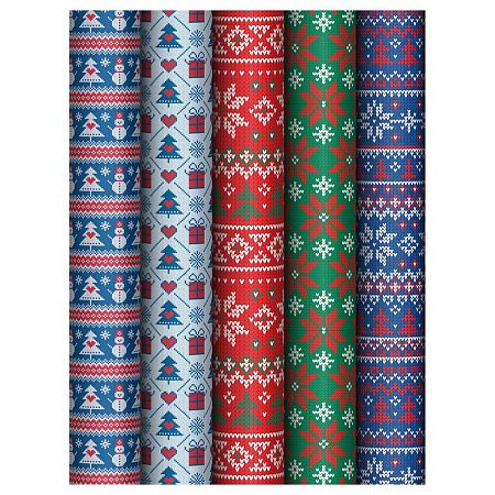 Упаковочная бумага глянц. 70*100см, MESHU "Nordic", 80 г/м2, ассорти, 5 дизайнов