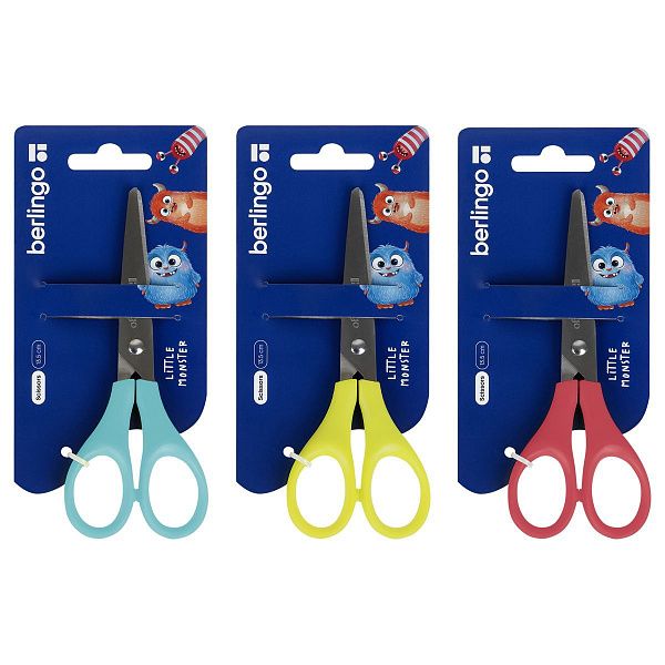Ножницы детские Berlingo "Little Monster" 13,5см, ассорти, европодвес