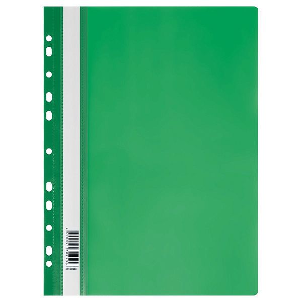 Папка-скоросшиватель пластик. перф. СТАММ А4, 160мкм, зеленая с прозр. верхом