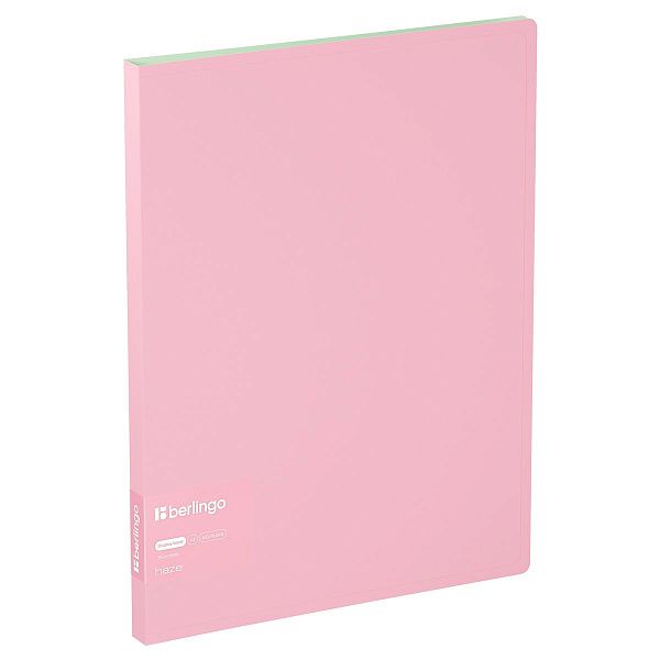 Папка с 30 вкладышами Berlingo "Haze", 17мм, 600мкм, с внутр. карманом, розовая, софт-тач