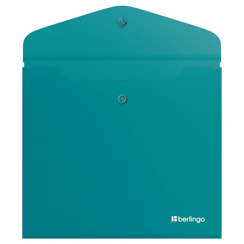 Папка-конверт на кнопке Berlingo "Soft Touch", А5+, 200мкм, софт-тач, бирюзовая 