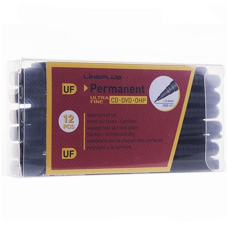 Маркер перманентный для CD/DVD Line Plus "2500UF" черный, 0,4мм 