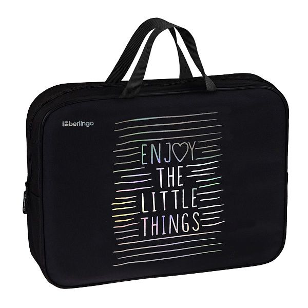 Папка текстильная с ручками 1 отделение, А4 Berlingo "Enjoy the little things", 350*265*75мм, текстиль, на молнии