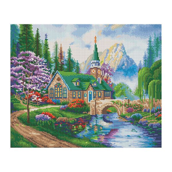 Алмазная мозаика ТРИ СОВЫ "Церковь в горах", 40*50см, холст, картонная коробка с пластиковой ручкой