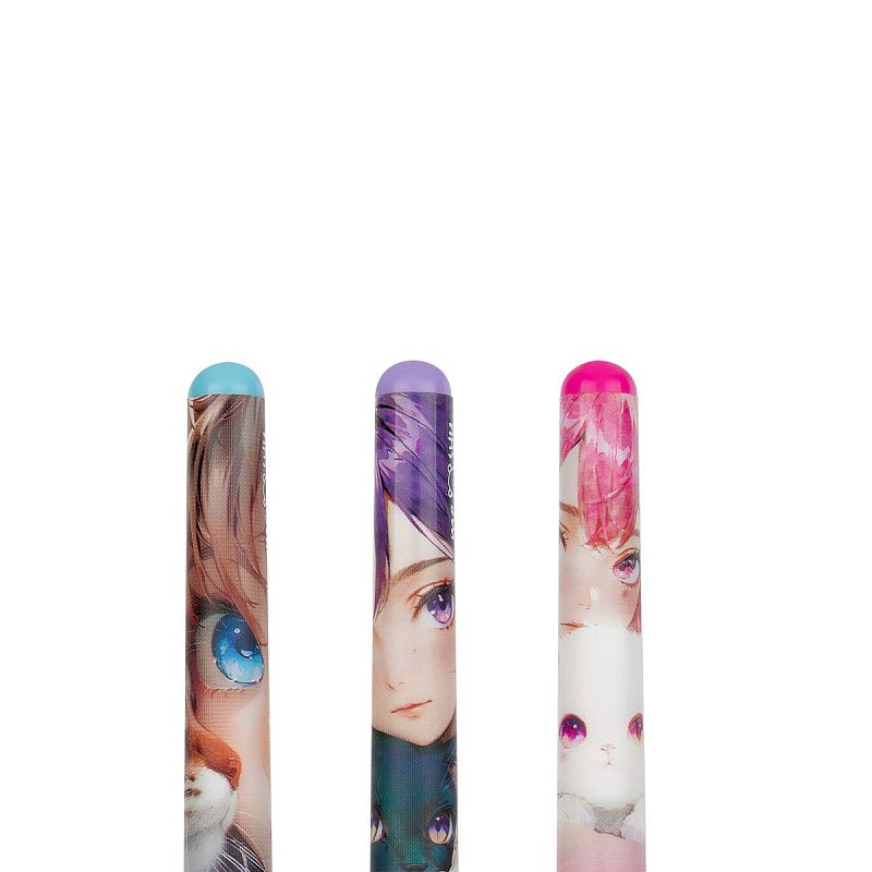 Ручка шариковая MESHU "Anime girls" синяя, 0,7мм, грип, корпус ассорти 