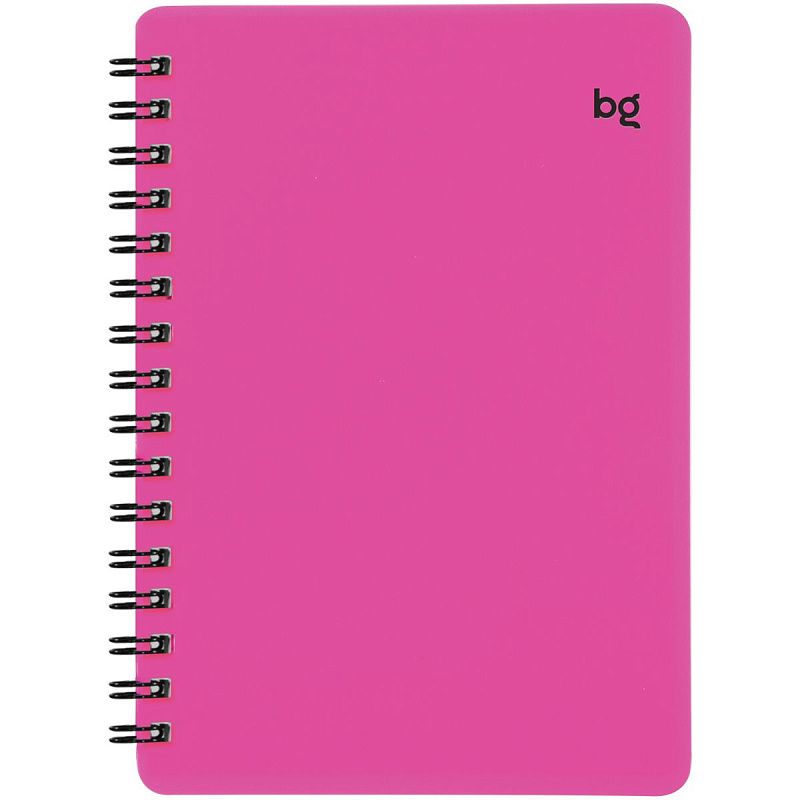 Записная книжка А6 60л. на гребне BG "Neon", розовая пластиковая обложка, тиснение фольгой