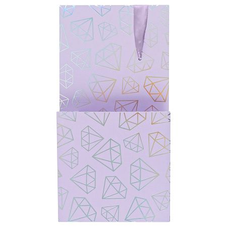 Коробка складная подарочная MESHU "Crystals", (15*15*15см), с лентой, отд.фольгой