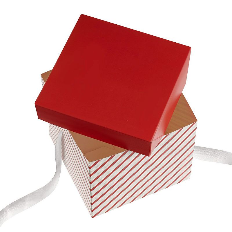 Коробка складная подарочная MESHU "Полосы", (15*15*15см), с лентой, отд фольгой