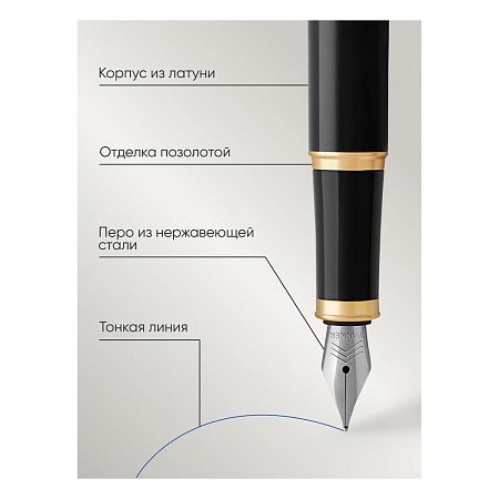 Ручка перьевая Parker "IM Black GT" синяя, 0,8мм, подарочная упаковка 