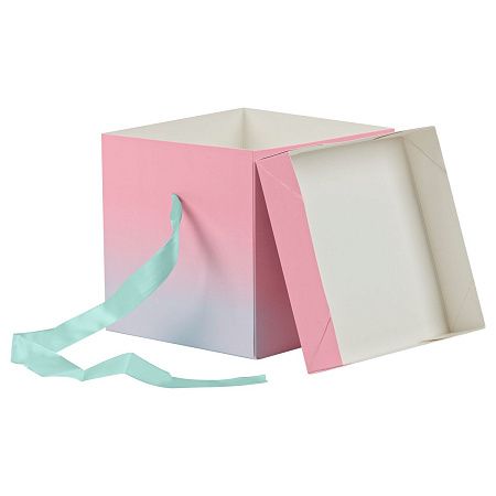 Коробка складная подарочная MESHU "Duotone. Mint-Pink gradient", (15*15*15см), с лентой