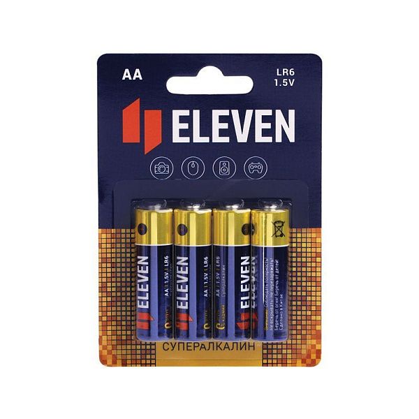 Батарейка Eleven SUPER AA (LR6) алкалиновая, BC4
