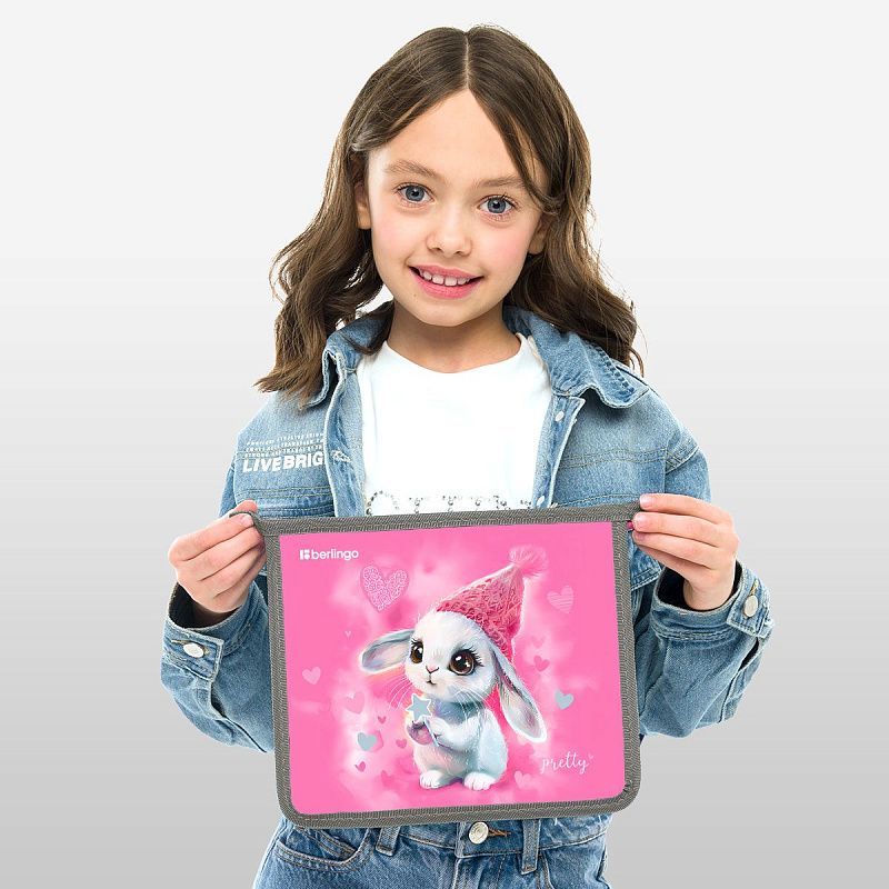 Папка для тетрадей 1 отделение, А5 Berlingo "Dreamy Bunny", 240*205*40 мм, пластик, на молнии 