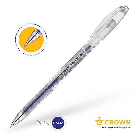 Ручка гелевая Crown "Hi-Jell" синяя, 0,5мм, штрих-код 
