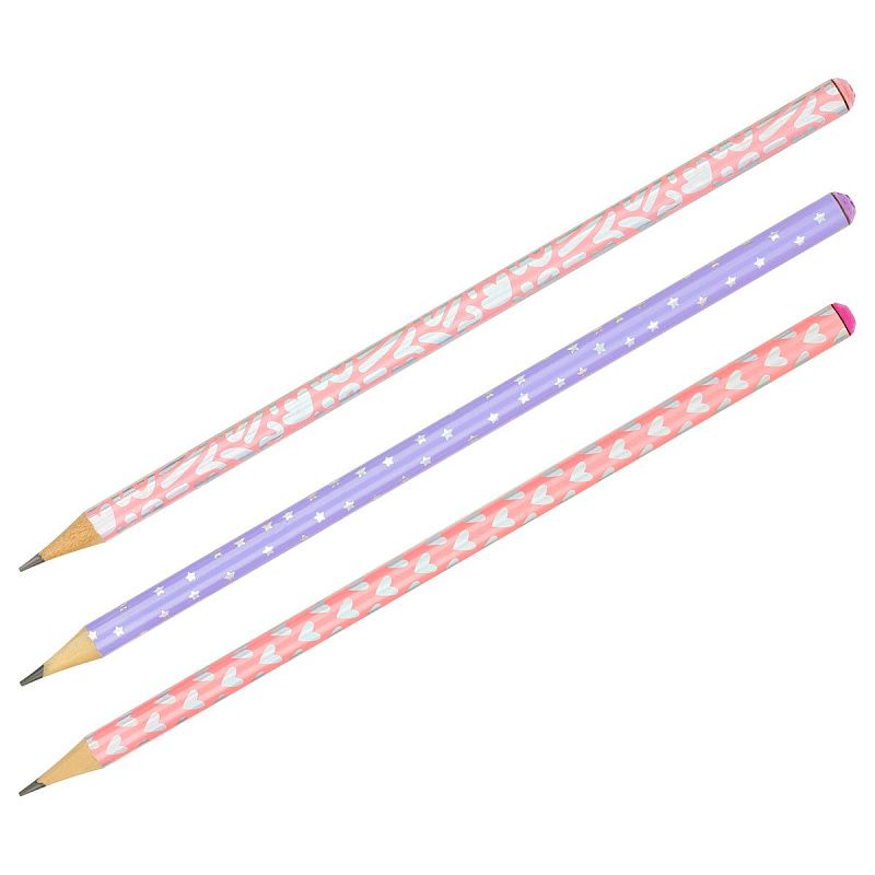 Карандаш ч/г MESHU "Hologram", HB, заточен., c фольгированием, стразы на топе, без ластика, ассорти, туба 