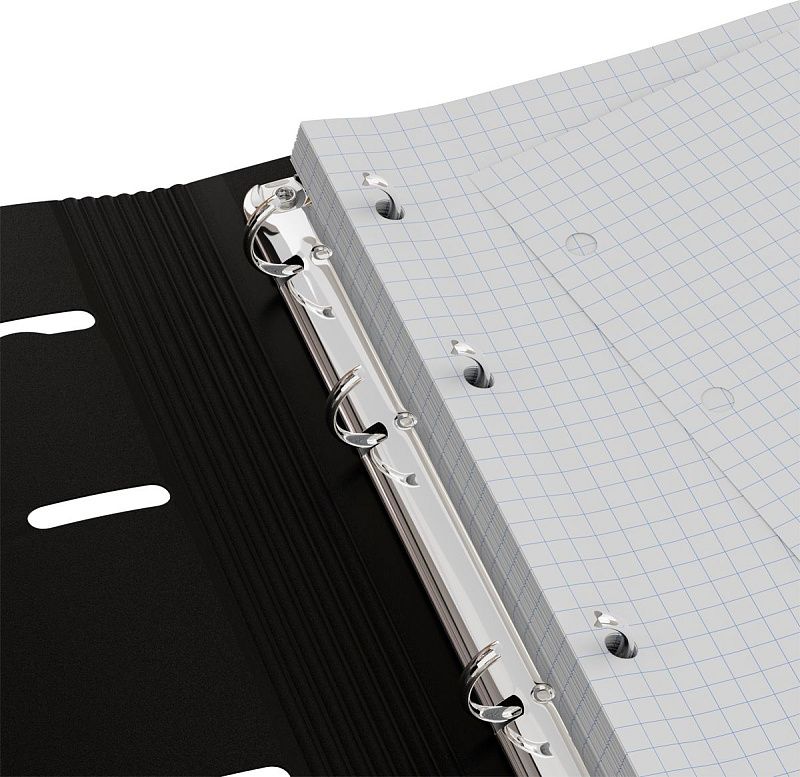 Тетрадь на кольцах А5, 120л., BG "Base", пластиковая обложка, черный, с резинкой