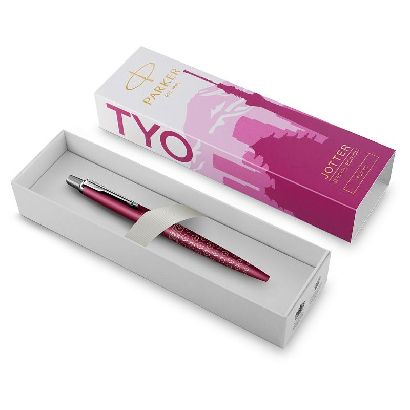 Ручка шариковая Parker "Jotter Tokyo Pink CT" синяя, 1,0мм, кнопочн., подарочная упаковка 
