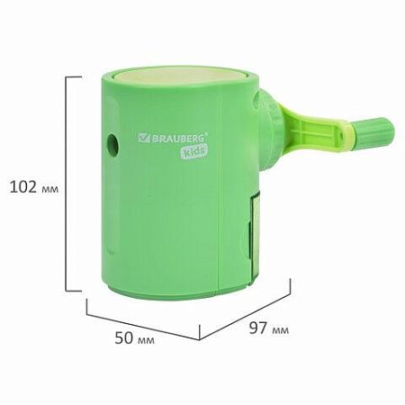 Точилка механическая BRAUBERG KIDS, для простых и цветных карандашей, корпус мятный, крепление к столу, 272003 