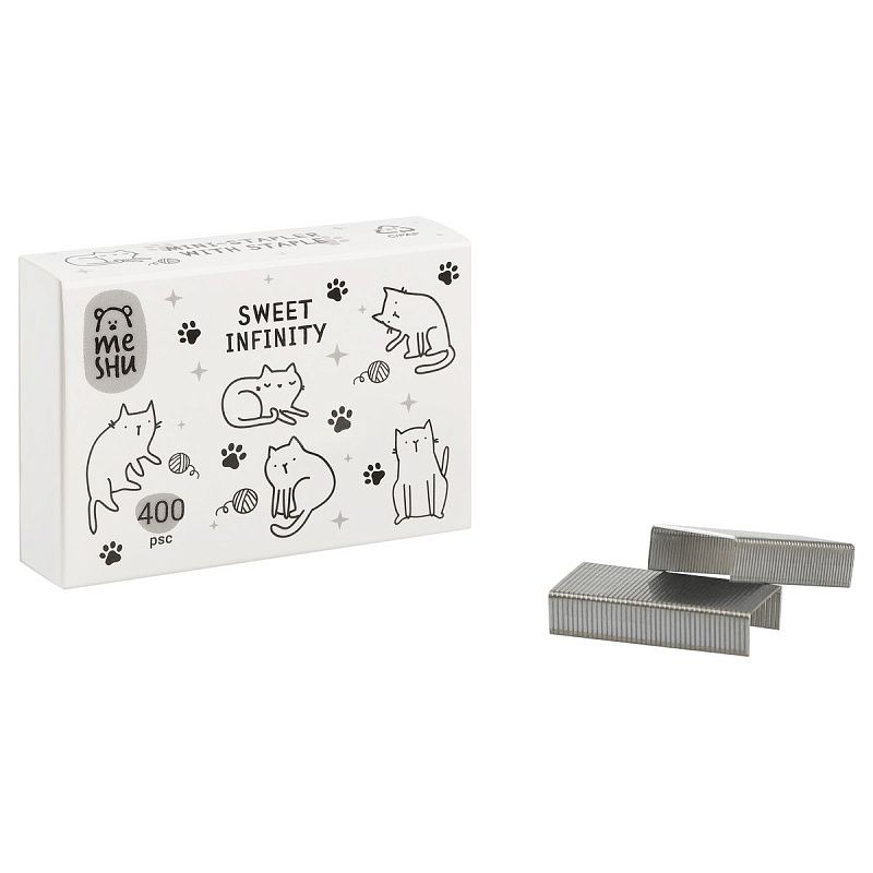 Набор MESHU "Sweet infinity": мини-степлер №24/6 до 20л.; скобы №24/6; пластиковый бокс