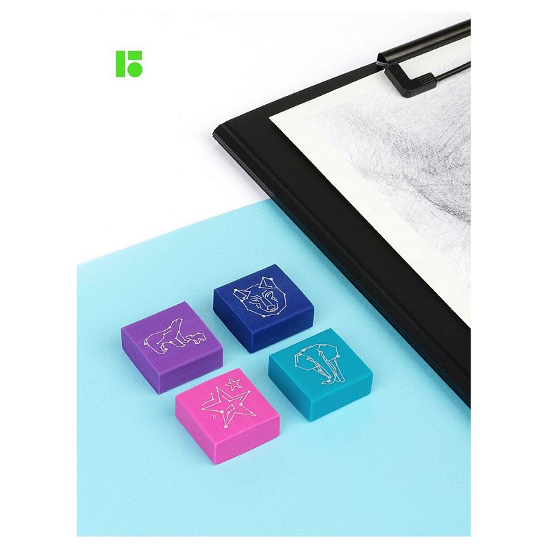 Ластик Berlingo "Azure", 4шт., прямоугольный, 28*28*12мм, блистер 