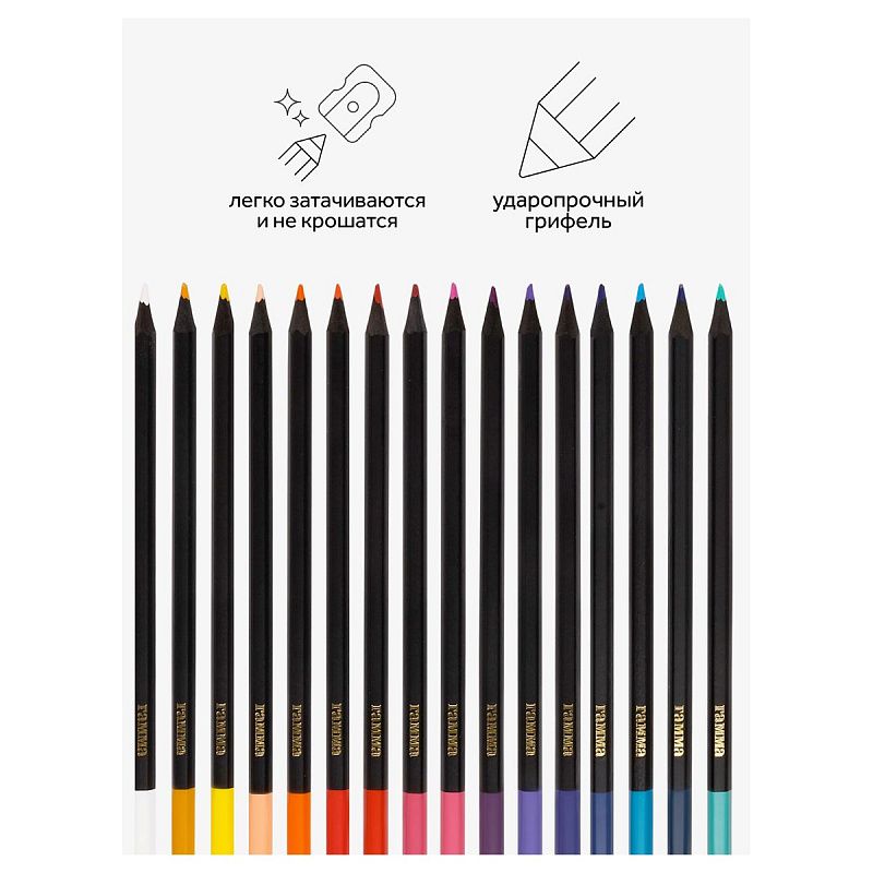 Карандаши цветные Гамма "Мультики", 24цв., черное дерево,заточен., картон. упак., европодвес