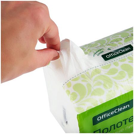 Полотенца бумажные лист. OfficeClean Professional(V-сл), 2-слойные, 200л/пач., 21*21,6см, белые, soft pack, целлюлоза 