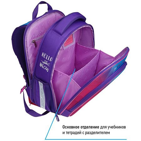 Ранец Berlingo Expert Light облегченный "Hello meow" 38*28*15см, 3 отделения, 2 кармана, анатомическая спинка 