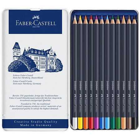 Карандаши цветные Faber-Castell "Goldfaber", 12цв., круглые, заточен., метал. коробка
