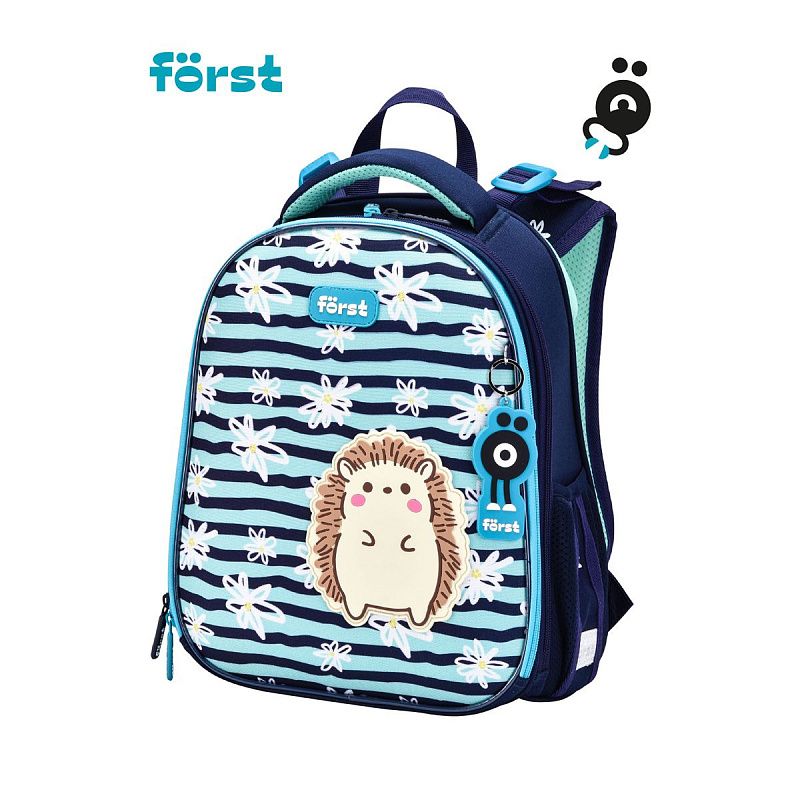 Ранец Först F-Top "Blue hedgehog" 36*28*15см, 2 отделения, 2 кармана, анатомическая спинка 