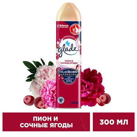 Освежитель воздуха аэрозольный 300 мл GLADE "Пион и сочные ягоды", 692365 