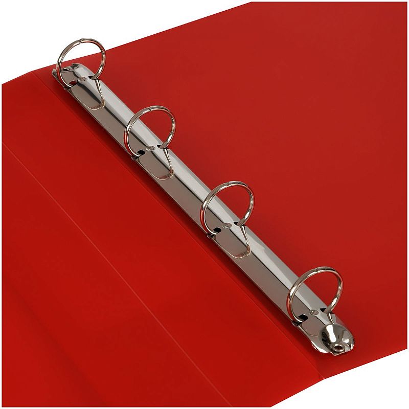 Папка на 4 кольцах СТАММ "Кристалл" А4, 25мм, 700мкм, пластик, красная 