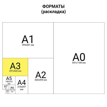 Калька для чертежных и дизайнерских работ папка, А3, 297х420 мм, 40 г/м2, 40 листов, BRAUBERG, 116374